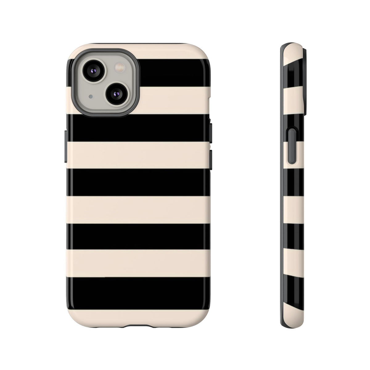 Black & Cream Striped - Tough Phone Case