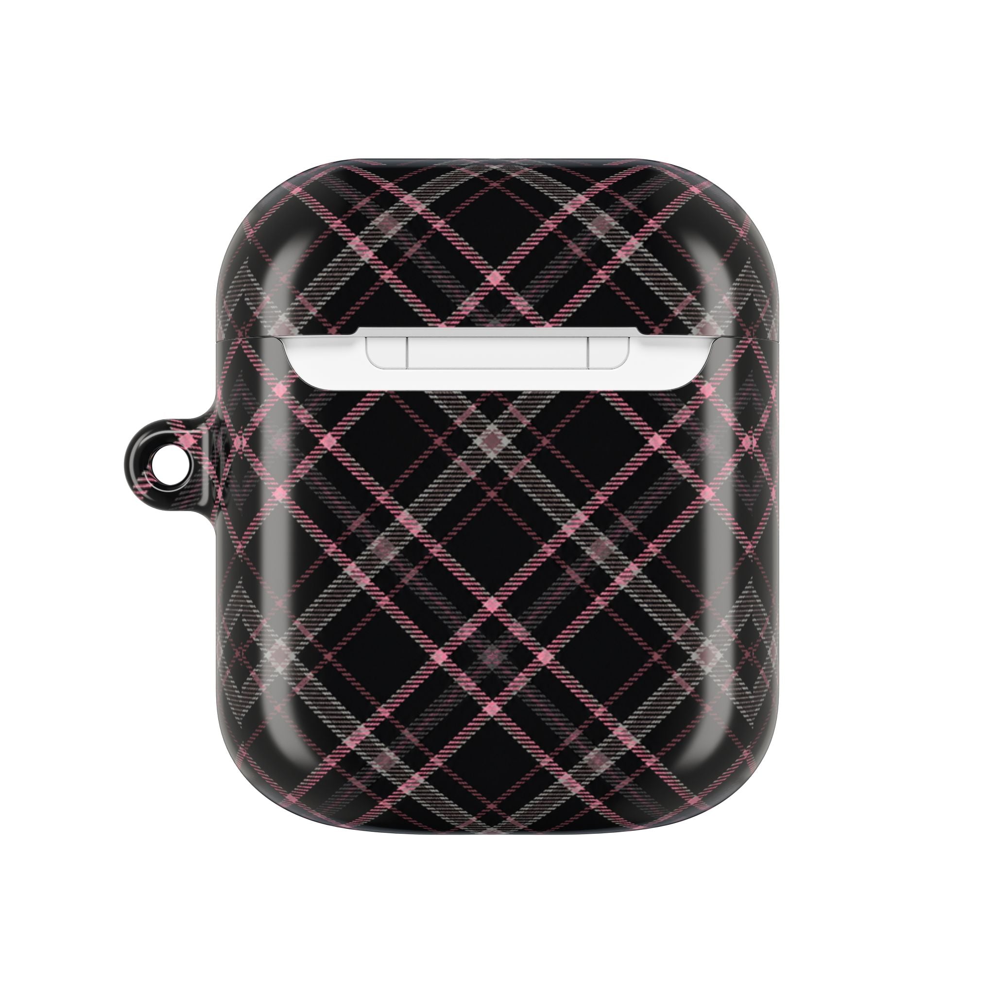 Plaid Pink & Black AirPod Case — Stylish Protective Charging Case