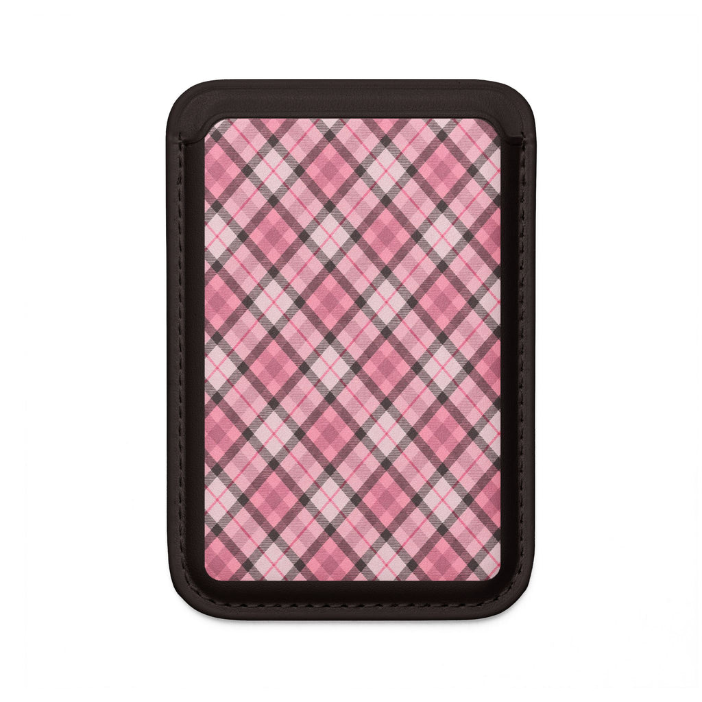Pink Plaid Vegan MagSafe Wallet - Card Holder for iPhone