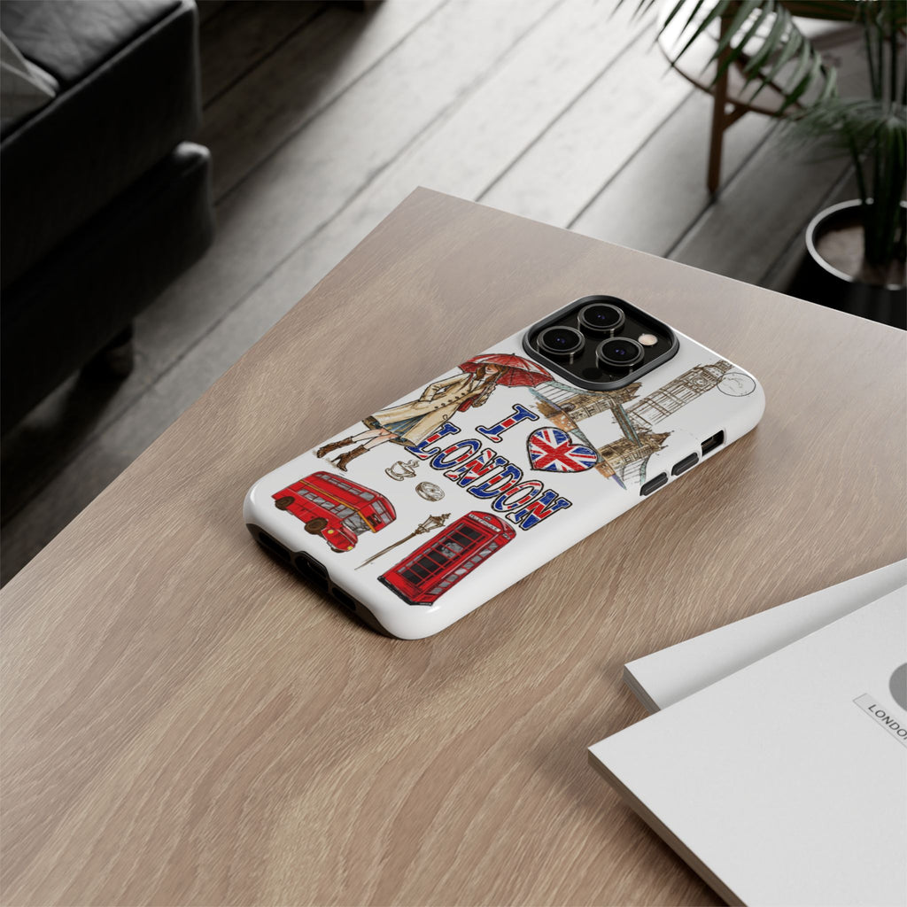 I Love London Illustrated Collage phone case | Tough Case