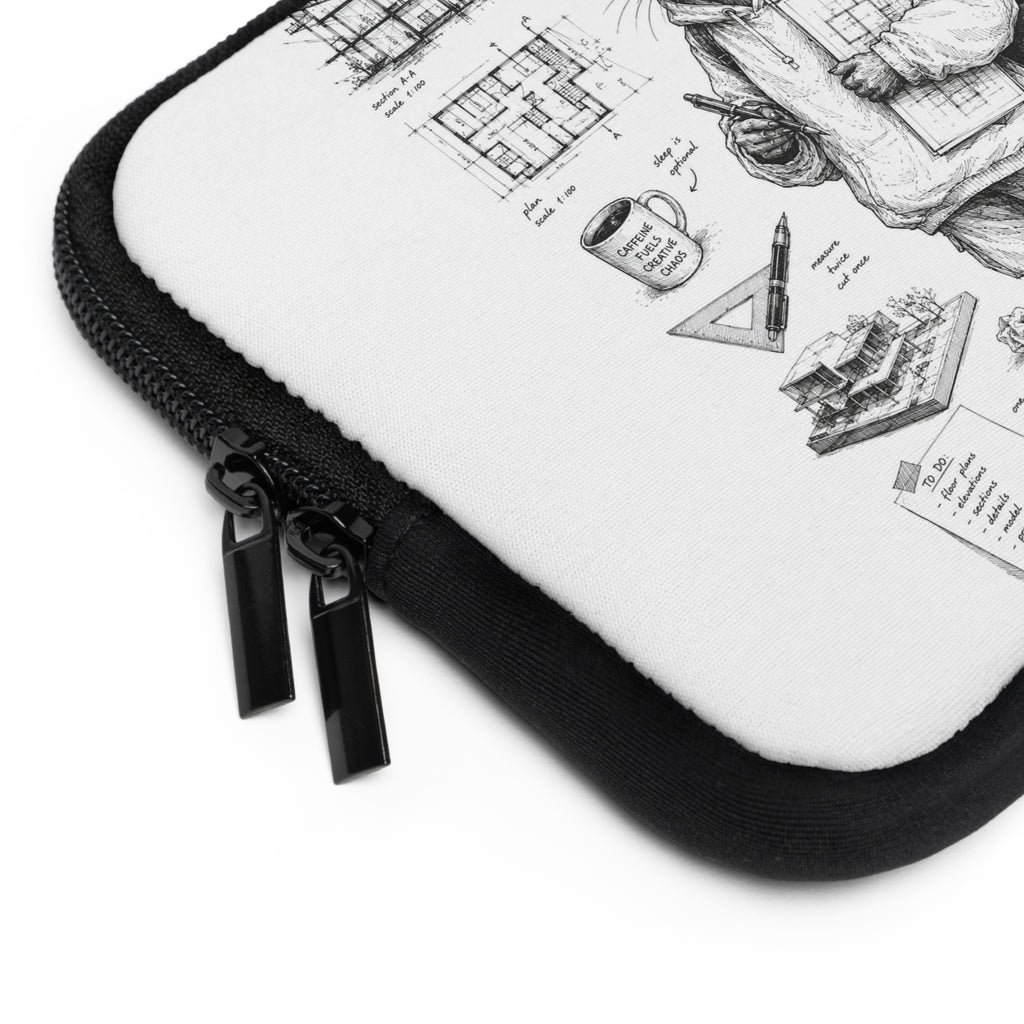 Architect Raccoon Laptop Sleeve — Sketch-Style Protective Case for Students & Designers