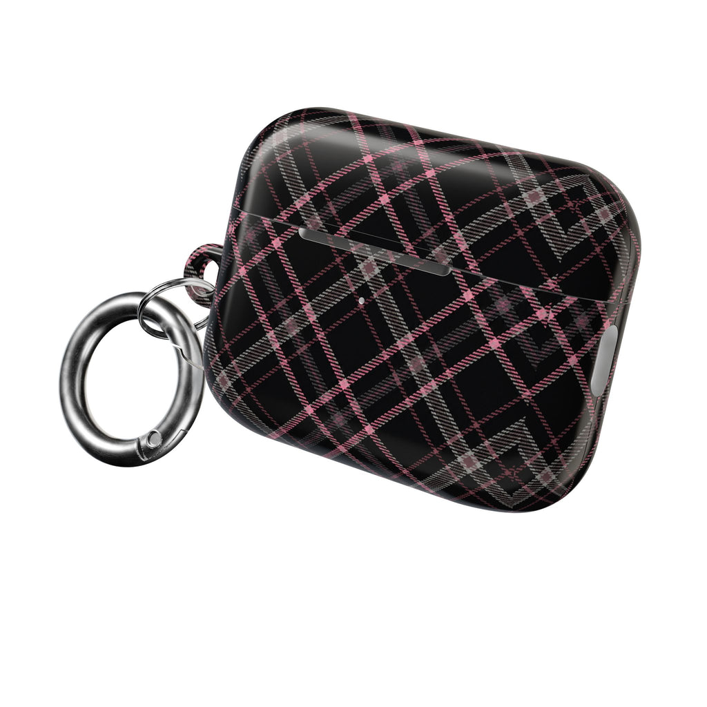 Plaid Pink & Black AirPod Case — Stylish Protective Charging Case