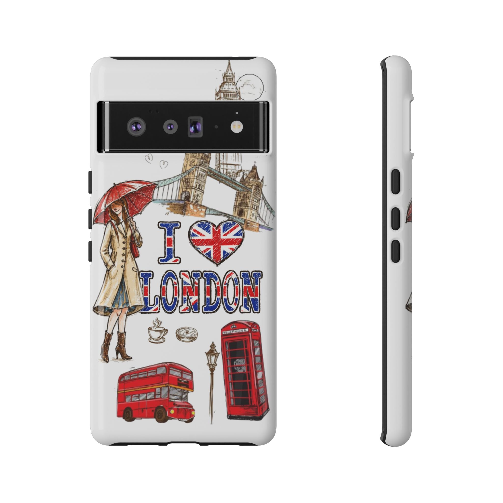 I Love London Illustrated Collage phone case | Tough Case