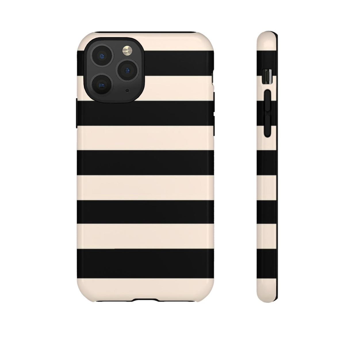 Black & Cream Striped - Tough Phone Case