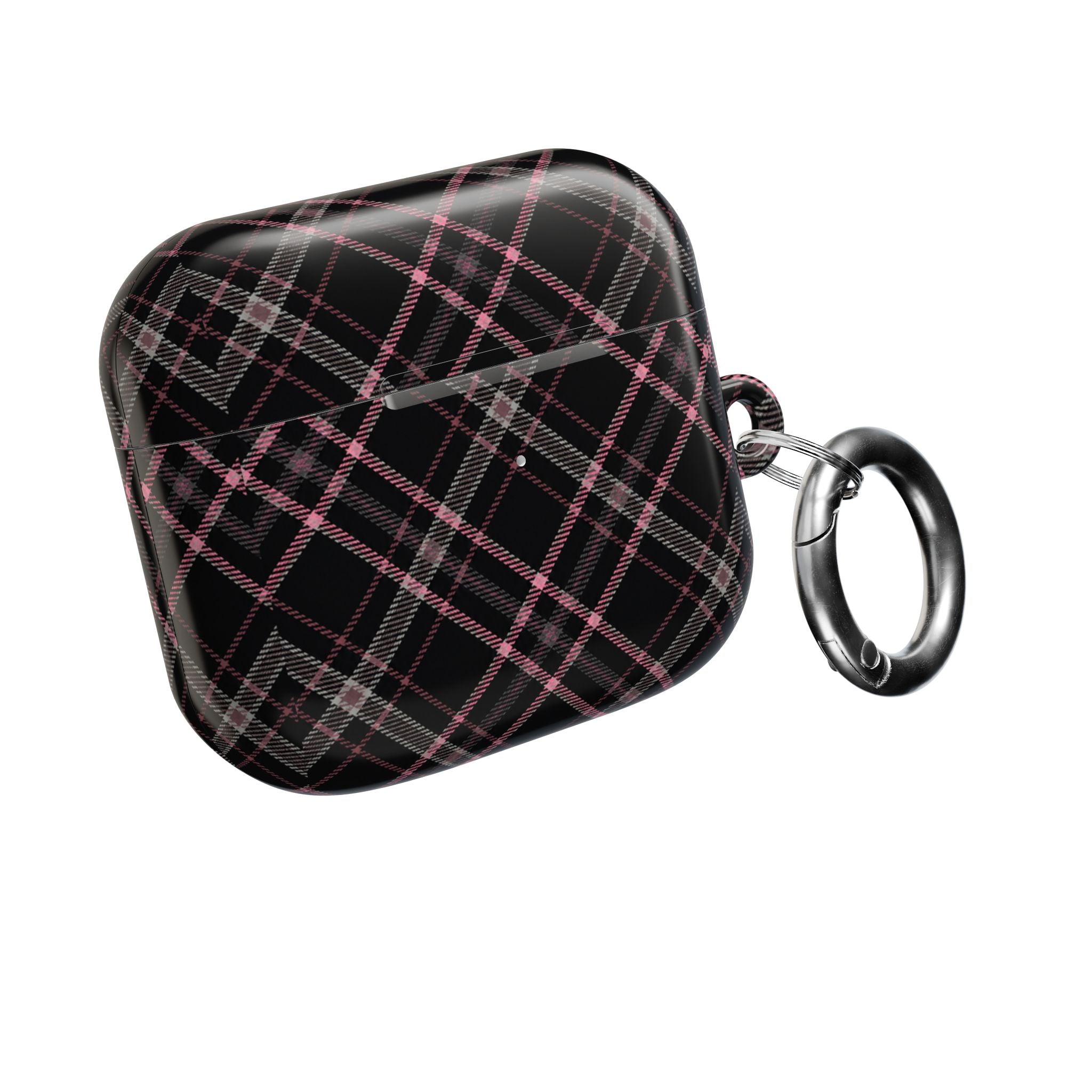 Plaid Pink & Black AirPod Case — Stylish Protective Charging Case