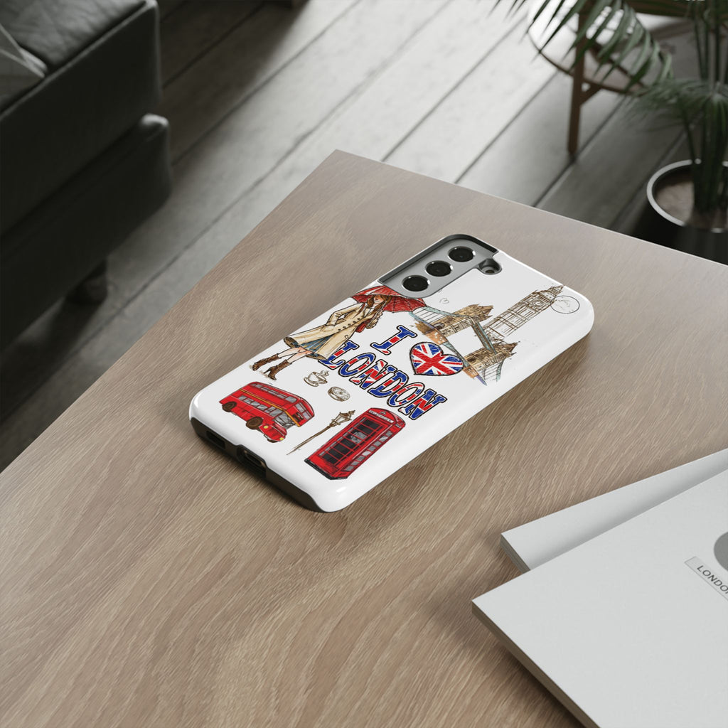 I Love London Illustrated Collage phone case | Tough Case