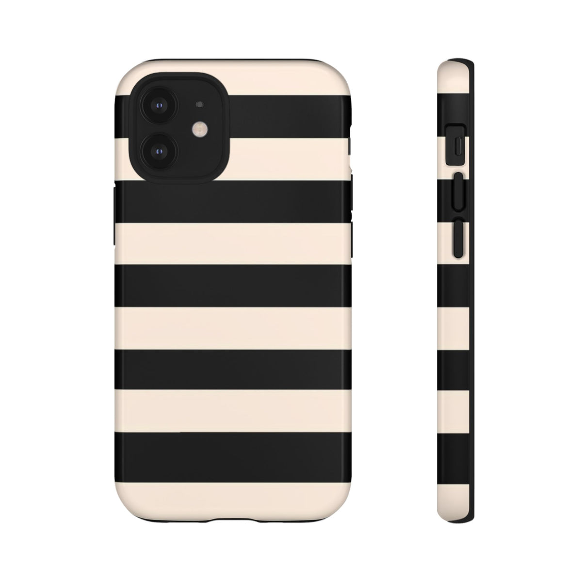 Black & Cream Striped - Tough Phone Case