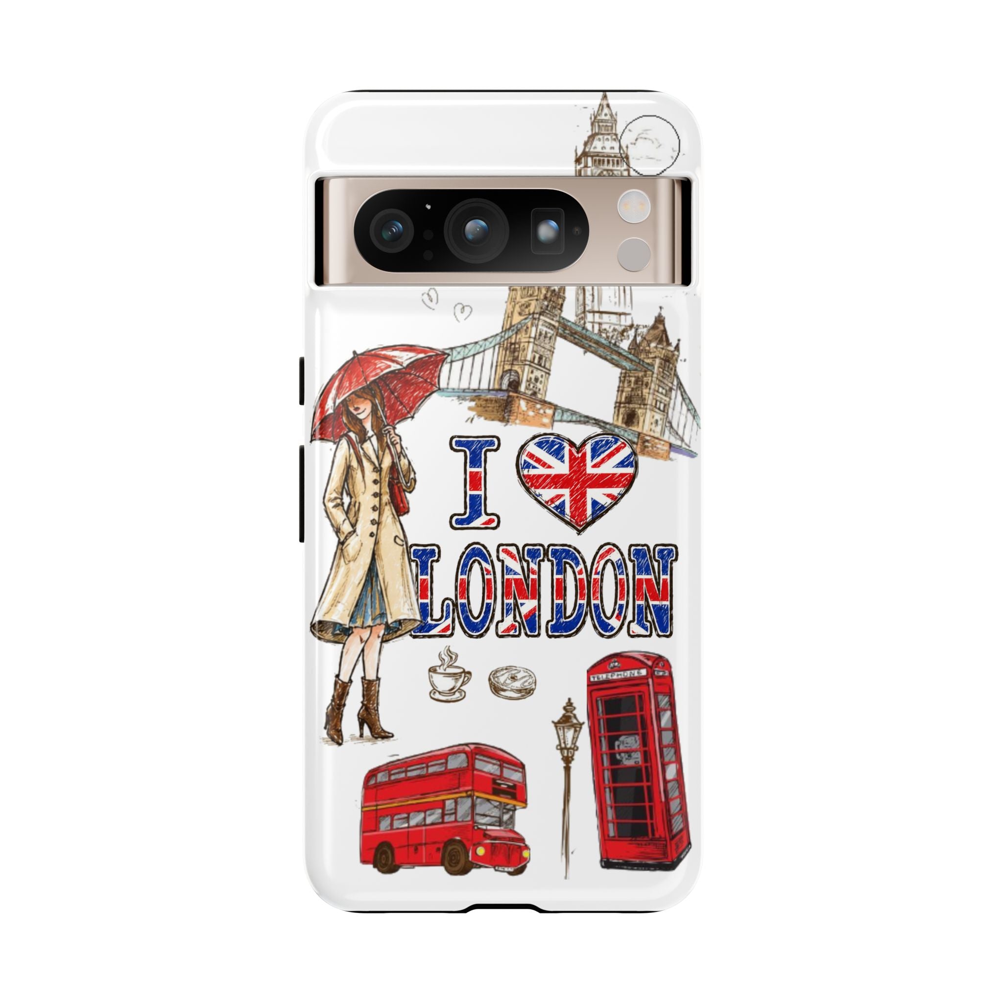 I Love London Illustrated Collage phone case | Tough Case