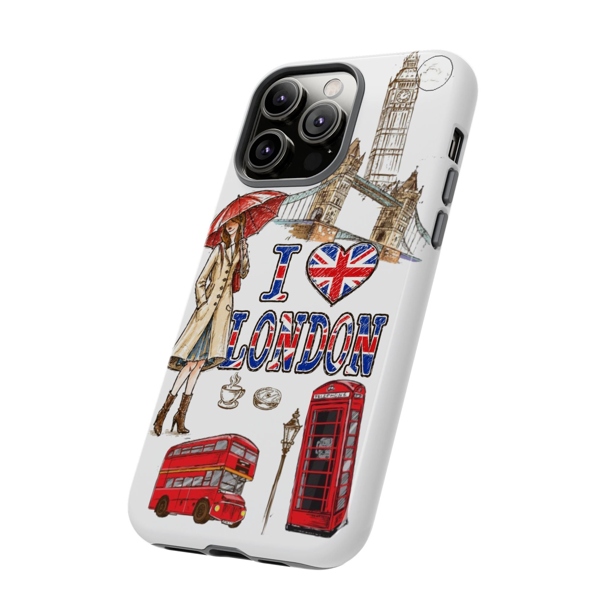 I Love London Illustrated Collage phone case | Tough Case