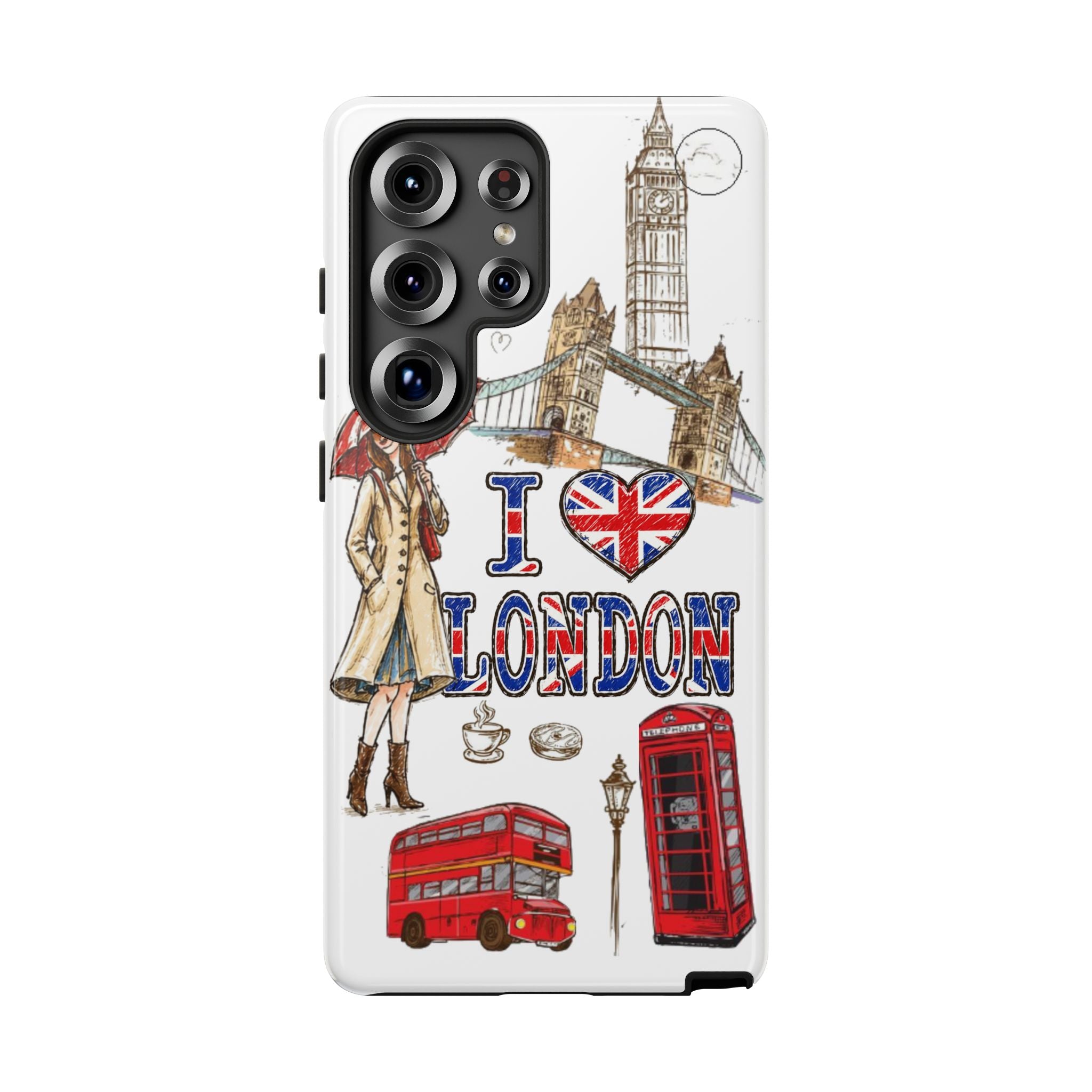 I Love London Illustrated Collage phone case | Tough Case