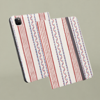 Striped Patriotic Tablet Folio Case — Red, White & Blue Vintage Stripe