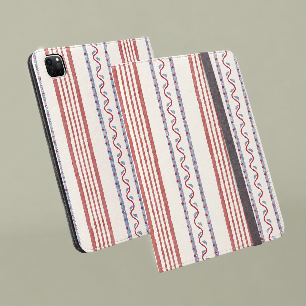 Striped Patriotic Tablet Folio Case — Red, White & Blue Vintage Stripe