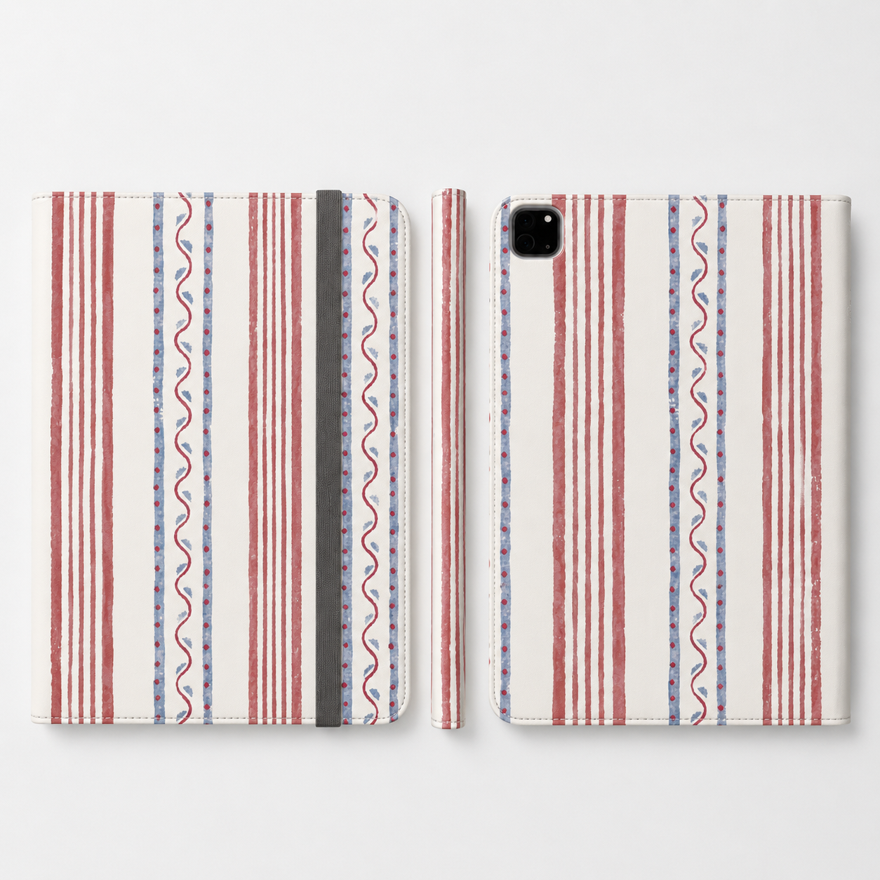 Striped Patriotic Tablet Folio Case — Red, White & Blue Vintage Stripe