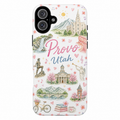 Provo Utah Watercolor Landmarks Phone Case — Floral Cityscape Tough Case