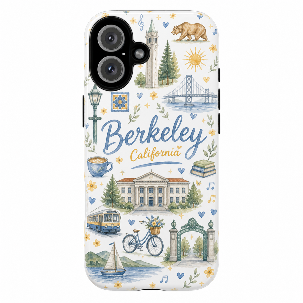 Berkeley California Illustrated Phone Case — City Landmarks & Cute Icons Tough Case