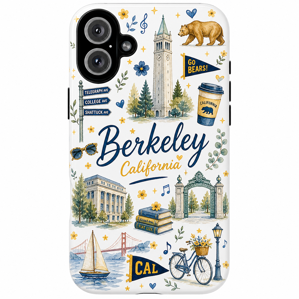 Berkeley California Illustrated Phone Case — City Landmarks & Cute Icons Tough Case