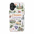 Clemson South Carolina Illustrated Phone Case — Landmarks & Tigers Pattern Tough Case