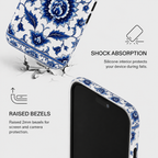 Blue Floral Ceramic Pattern Tough Phone Case