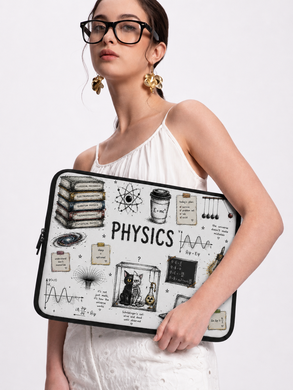 Water-Resistant Laptop Sleeve | Physics Doodle | Student/Physicist Gift