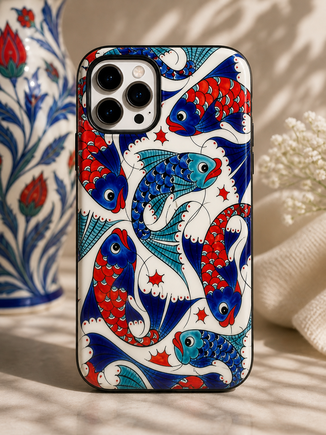 Koi Fish Tough Phone Case — Red & Blue Nautical Protective Cover