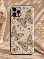 Butterfly Floral Tough Phone Case — Vintage Beige Protective Cover