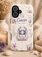 Cancer Zodiac Phone Case — Watercolor Crab Astrology Birthday Gift