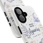 Aquarius Zodiac Tough Phone Case — Watercolor Constellation & Traits Design