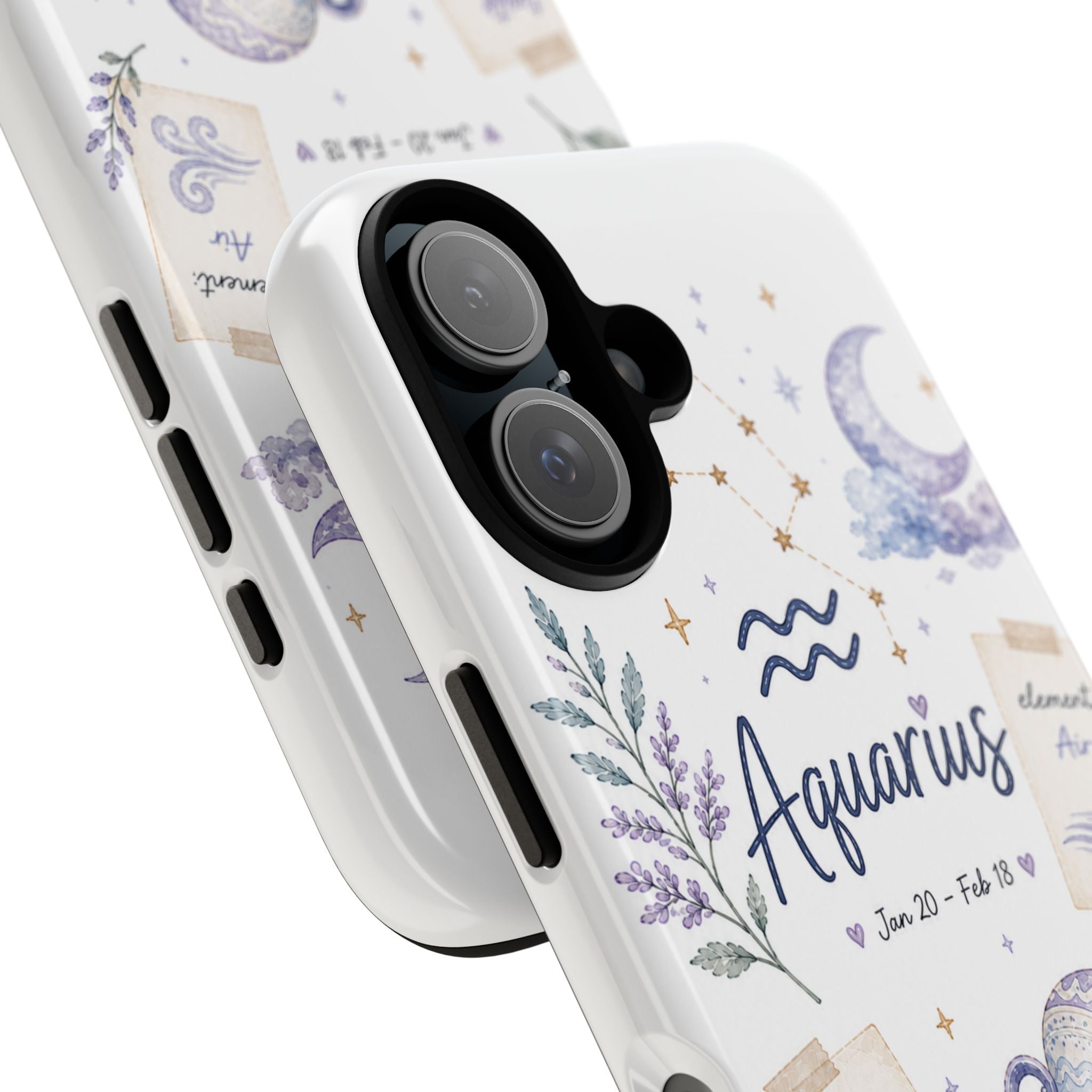Aquarius Zodiac Tough Phone Case — Watercolor Constellation & Traits Design