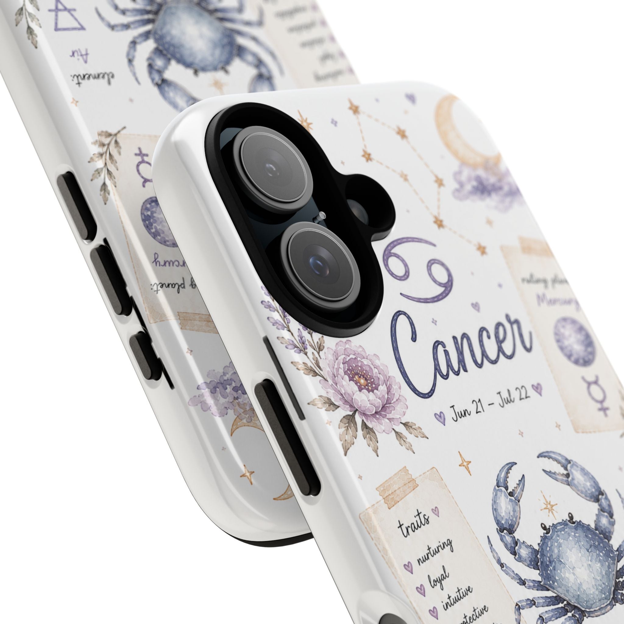 Cancer Zodiac Phone Case — Watercolor Crab Astrology Birthday Gift