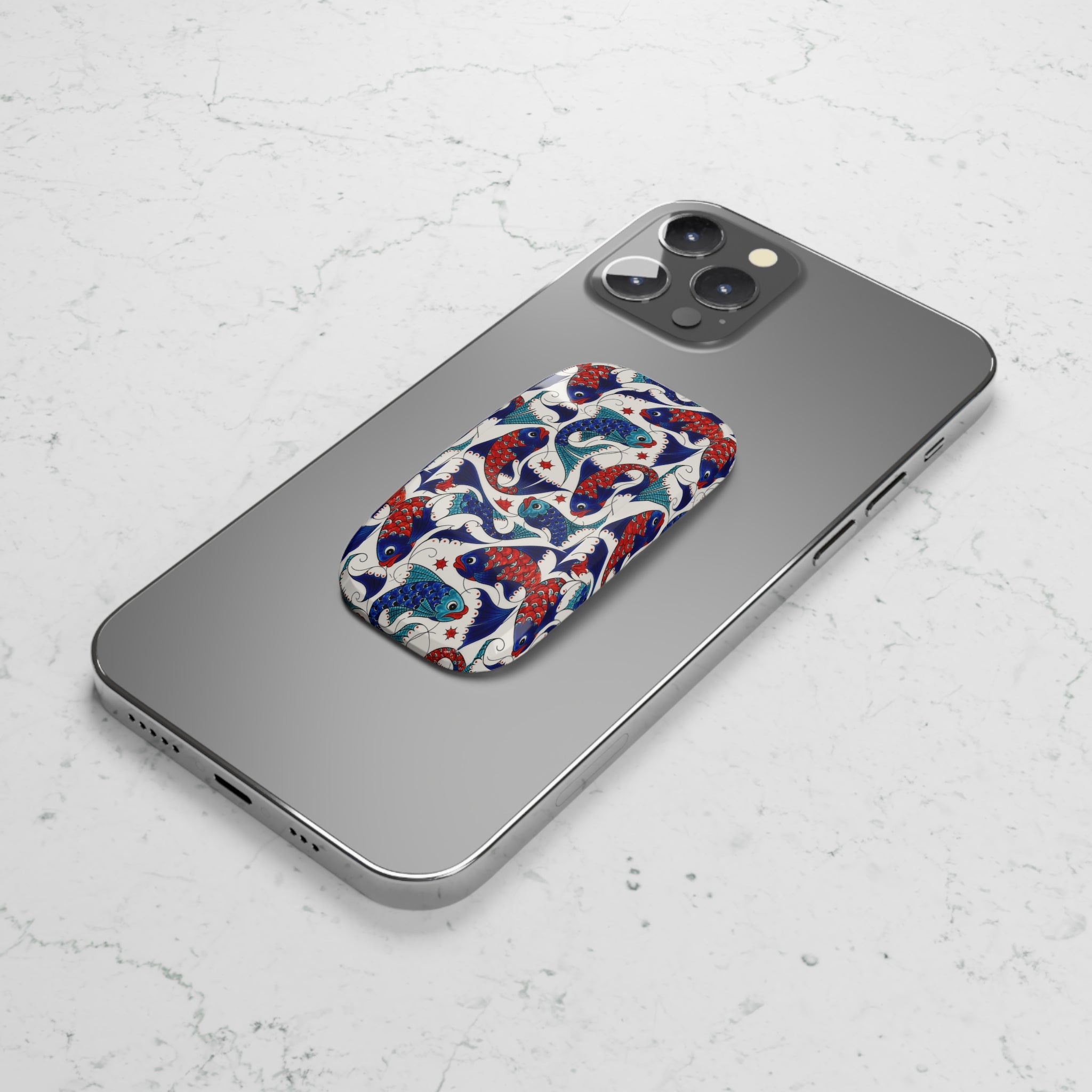 Koi Fish Phone Grip — Red & Blue Decorative Click-On Phone Stand