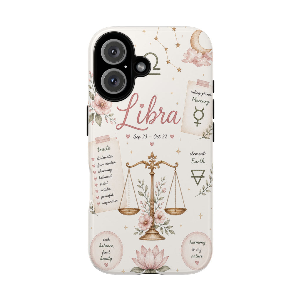Libra Zodiac Phone Case – Floral Scales Astrology Phone Cover