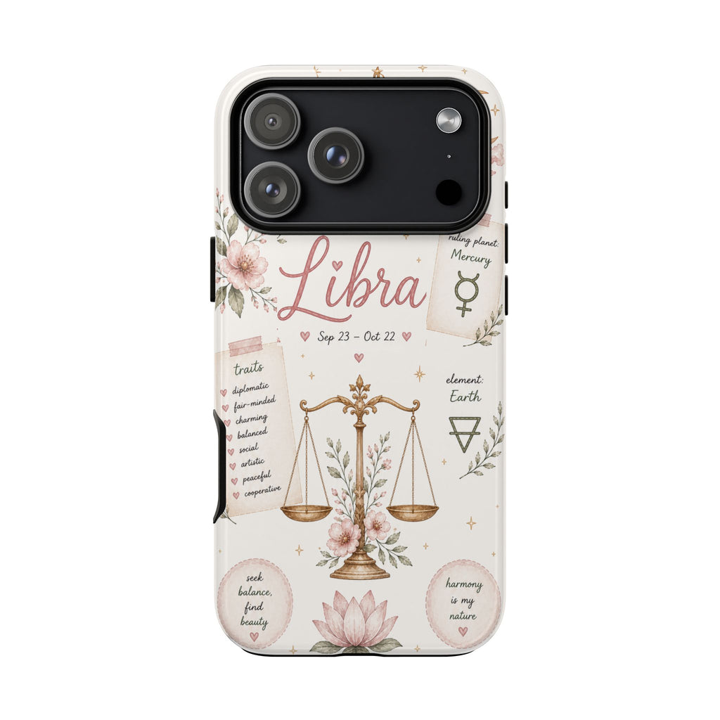 Libra Zodiac Phone Case – Floral Scales Astrology Phone Cover