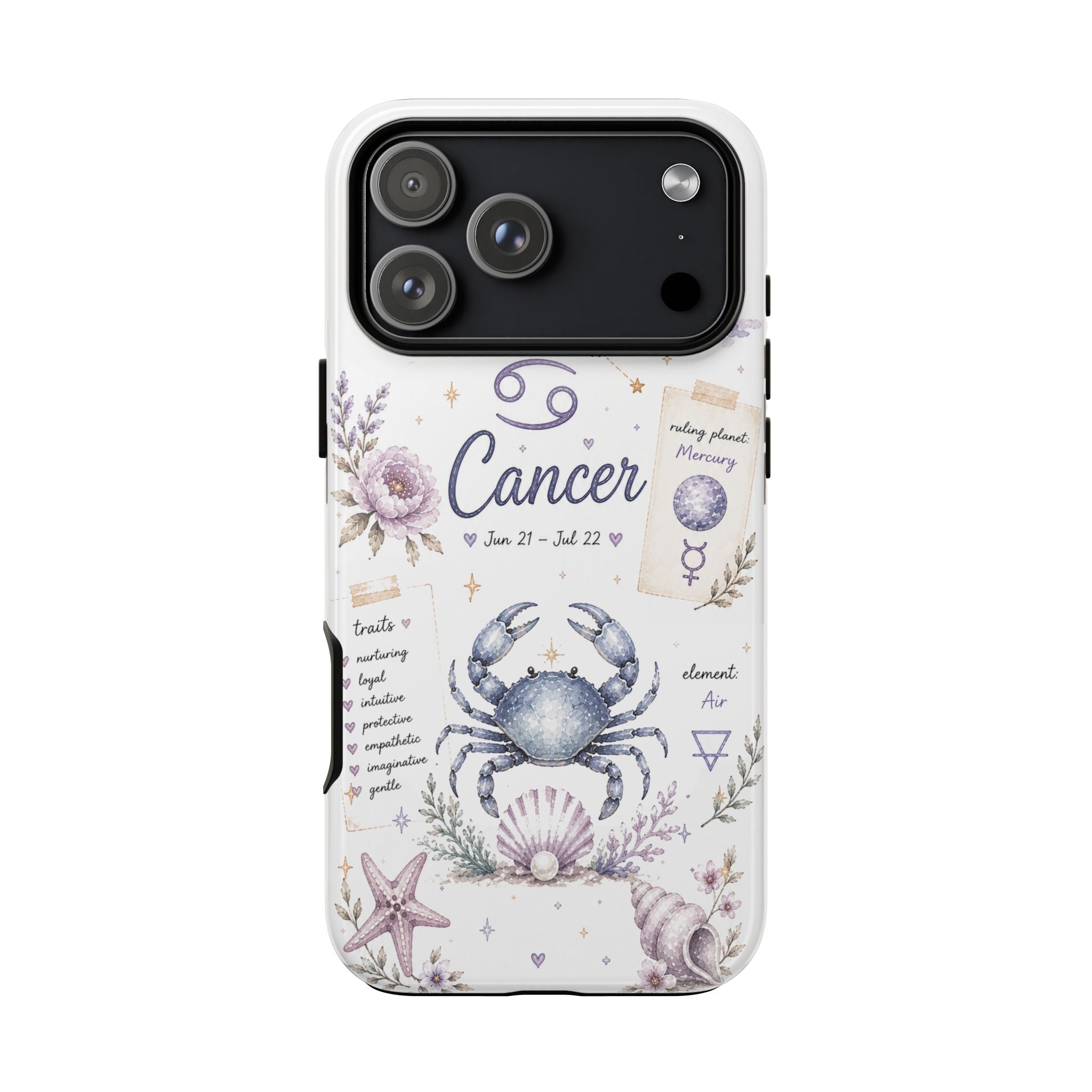 Cancer Zodiac Phone Case — Watercolor Crab Astrology Birthday Gift