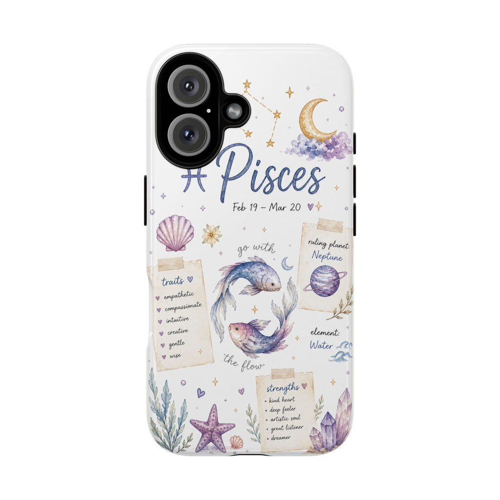 Pisces Zodiac Phone Case — Watercolor Horoscope Tough Case