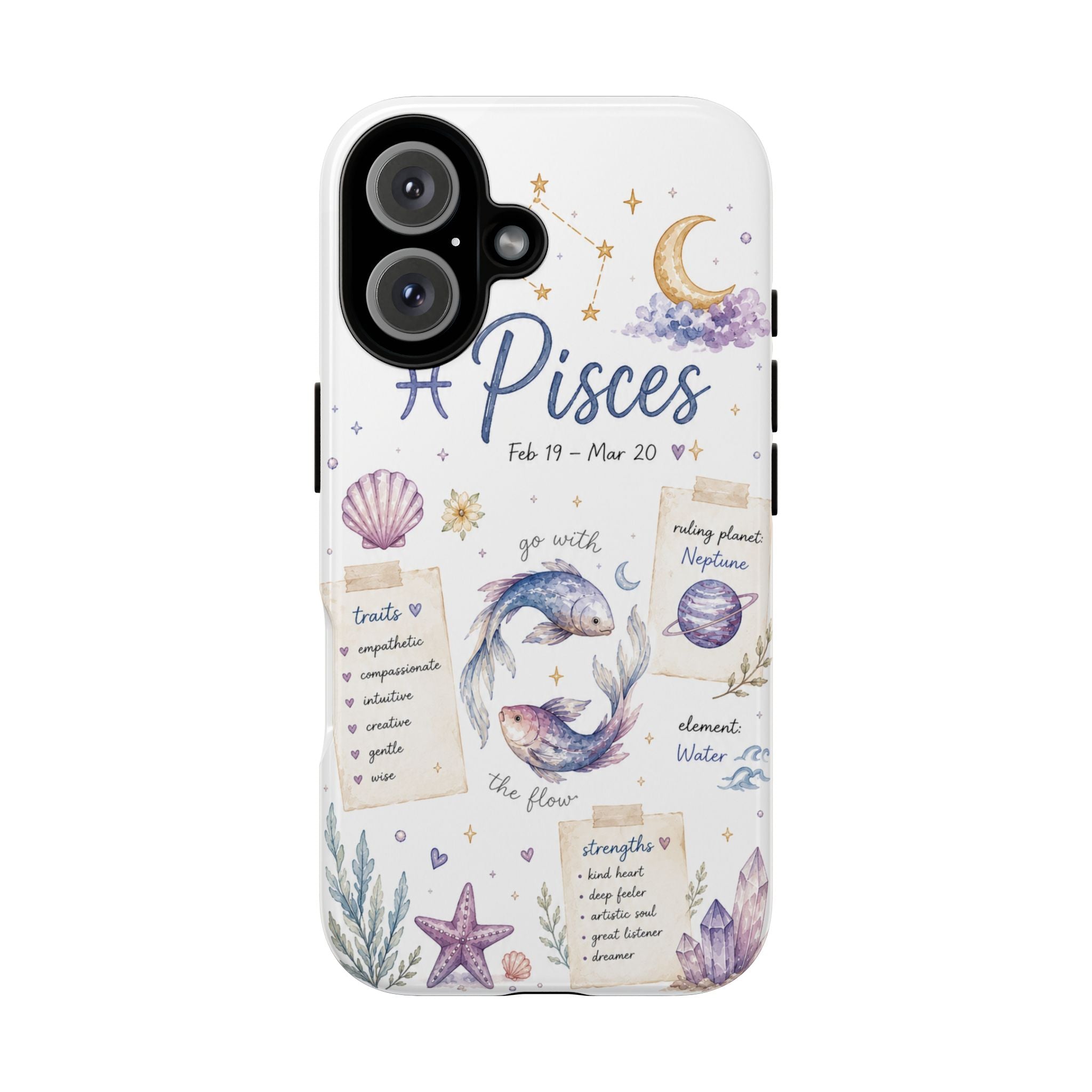 Pisces Zodiac Phone Case — Watercolor Horoscope Tough Case