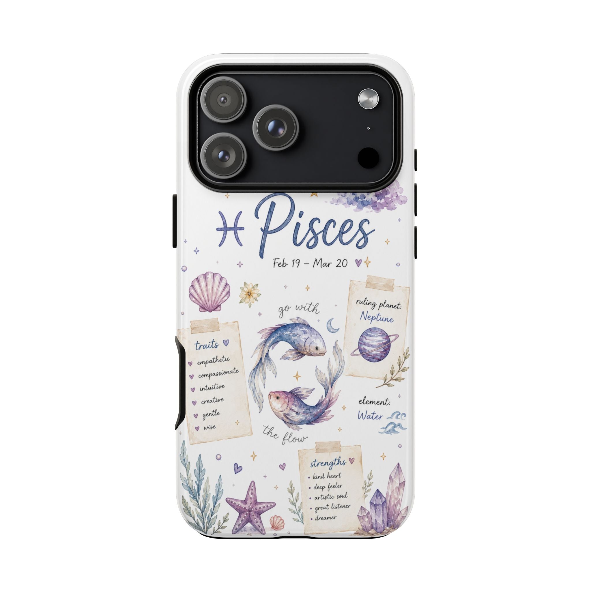 Pisces Zodiac Phone Case — Watercolor Horoscope Tough Case
