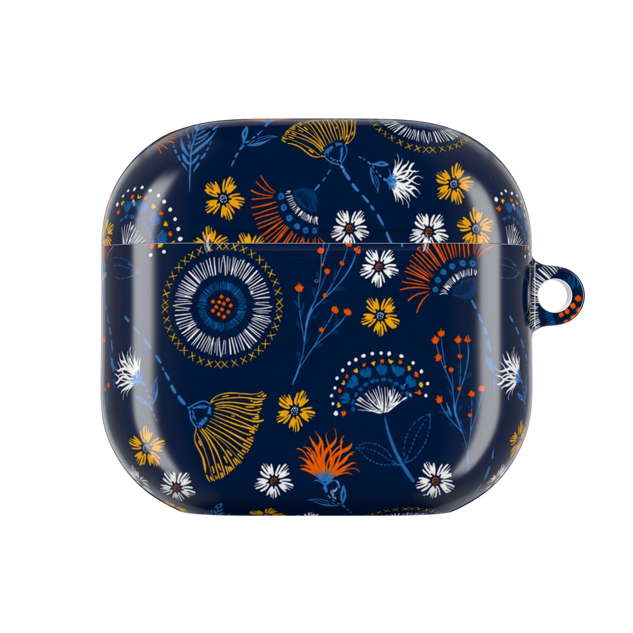 Floral Navy AirPod Case — Vintage Wildflower Protective Cover