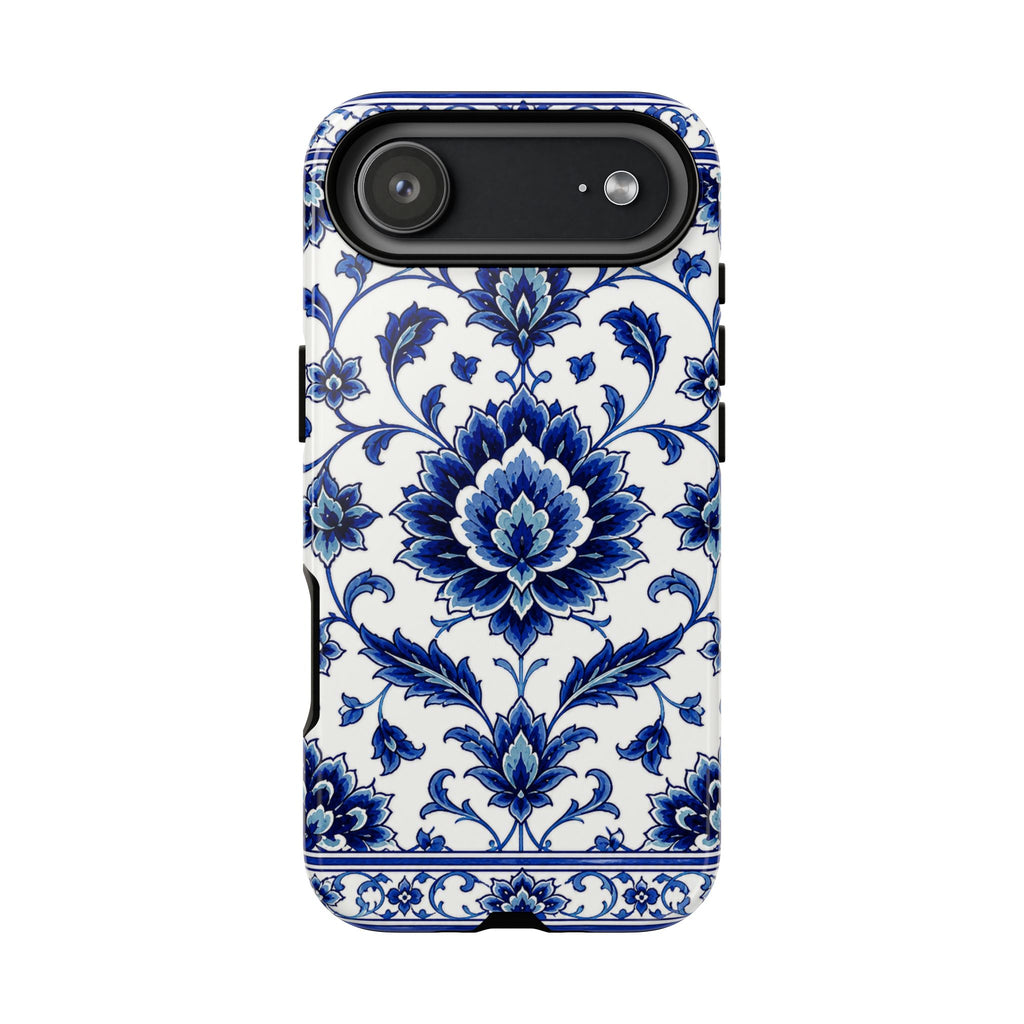 Blue Floral Ceramic Pattern Tough Phone Case