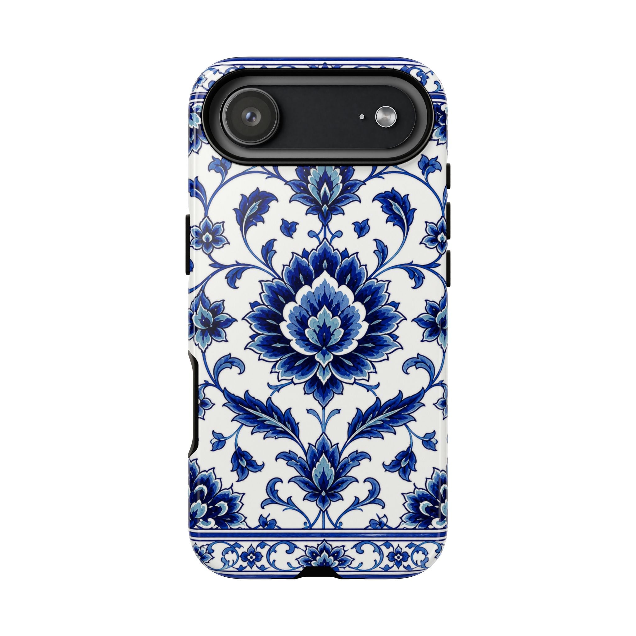 Blue Floral Ceramic Pattern Tough Phone Case
