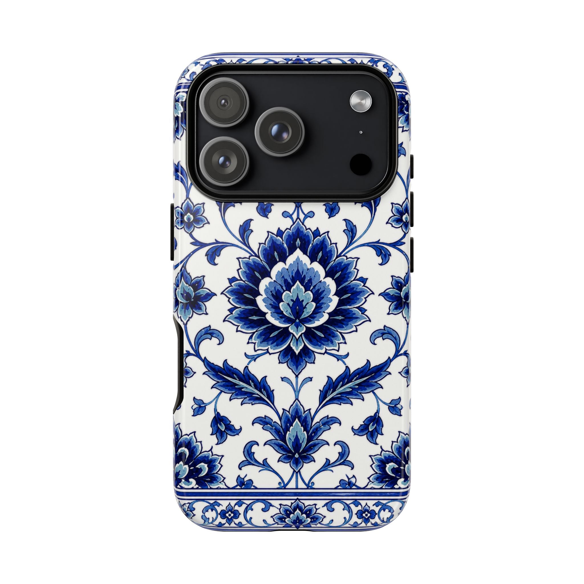 Blue Floral Ceramic Pattern Tough Phone Case