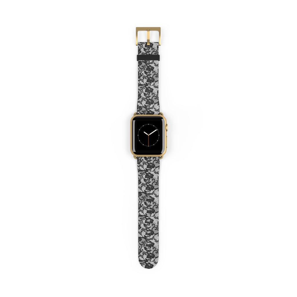 Lace Pattern Watch Band — Black Floral Lace Apple Watch Strap