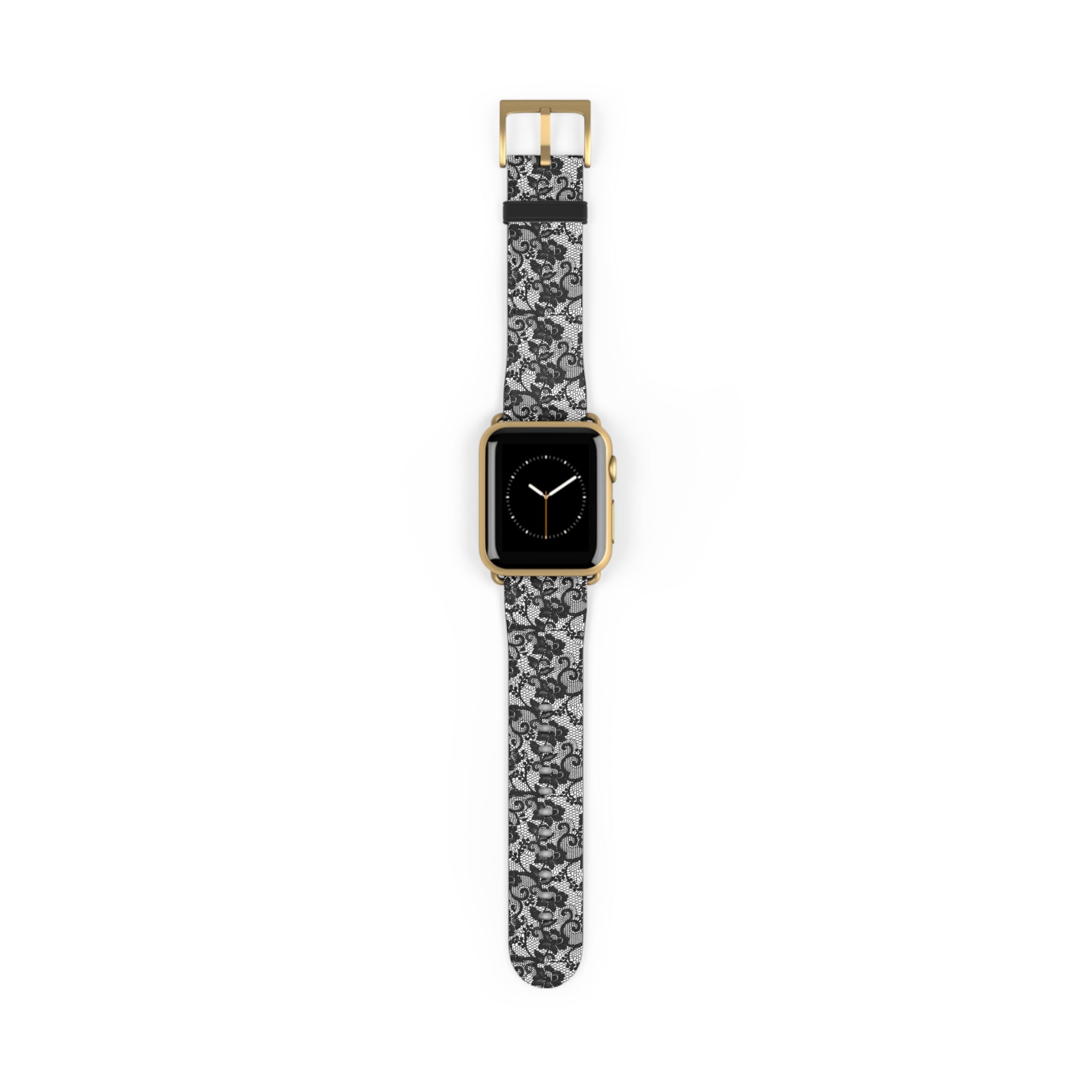 Lace Pattern Watch Band — Black Floral Lace Apple Watch Strap