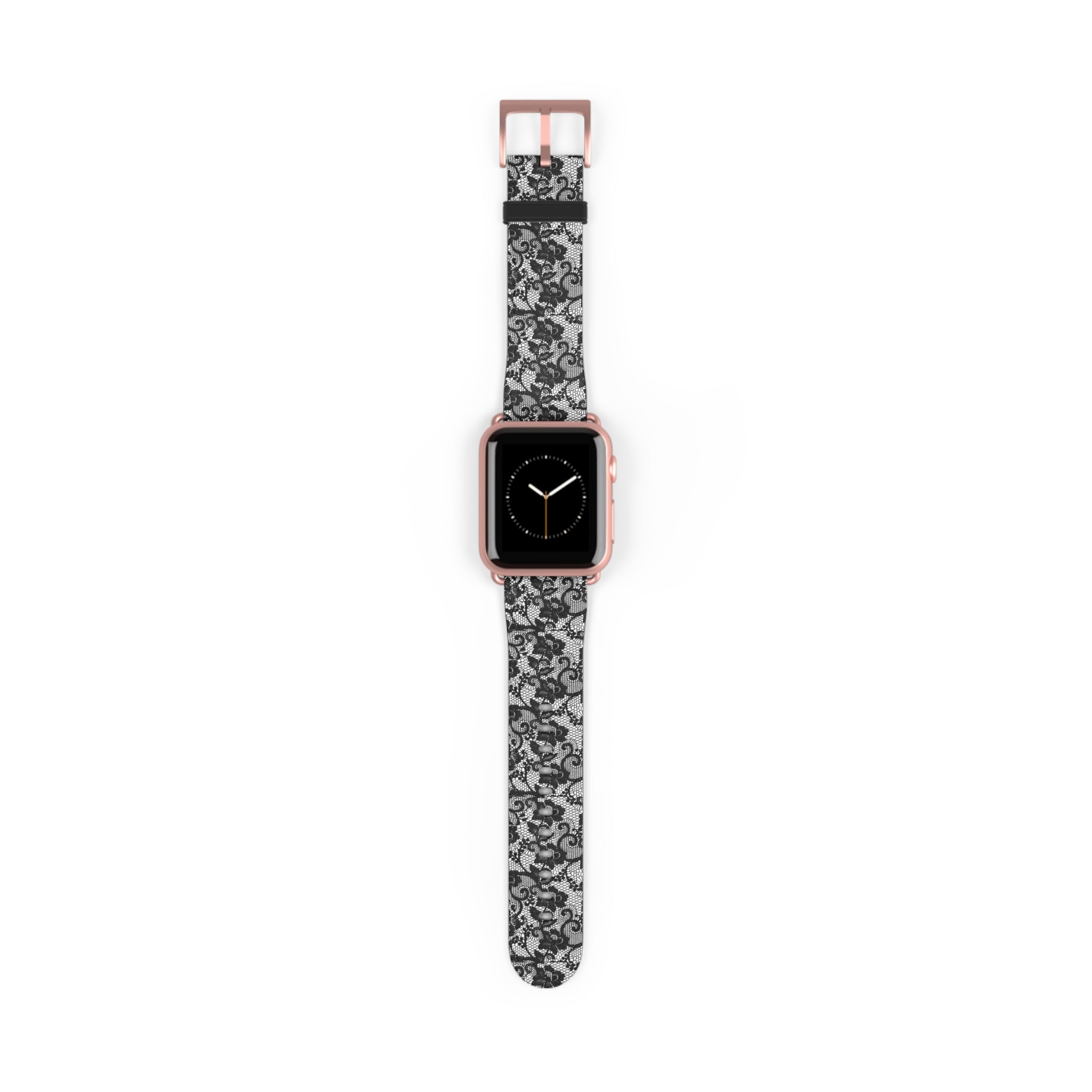 Lace Pattern Watch Band — Black Floral Lace Apple Watch Strap
