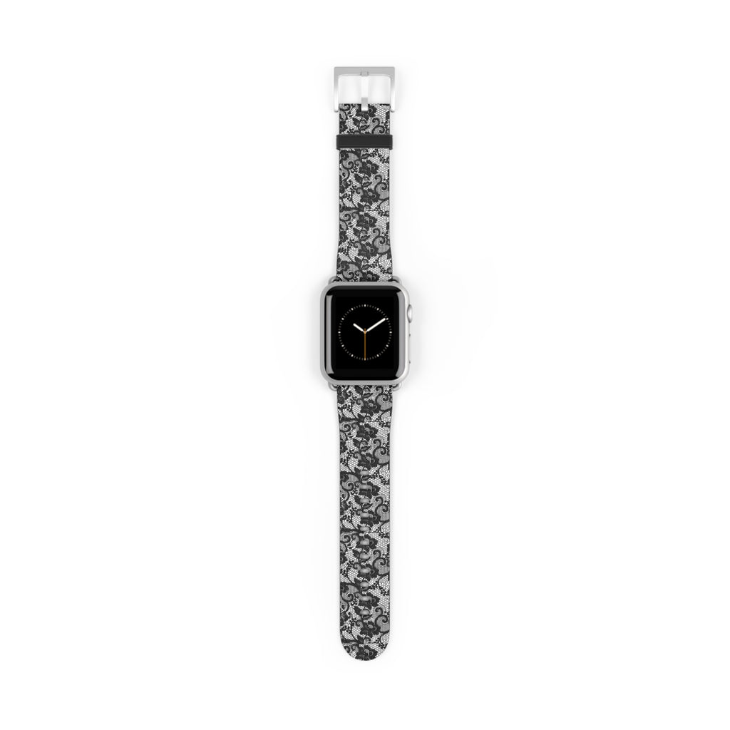 Lace Pattern Watch Band — Black Floral Lace Apple Watch Strap