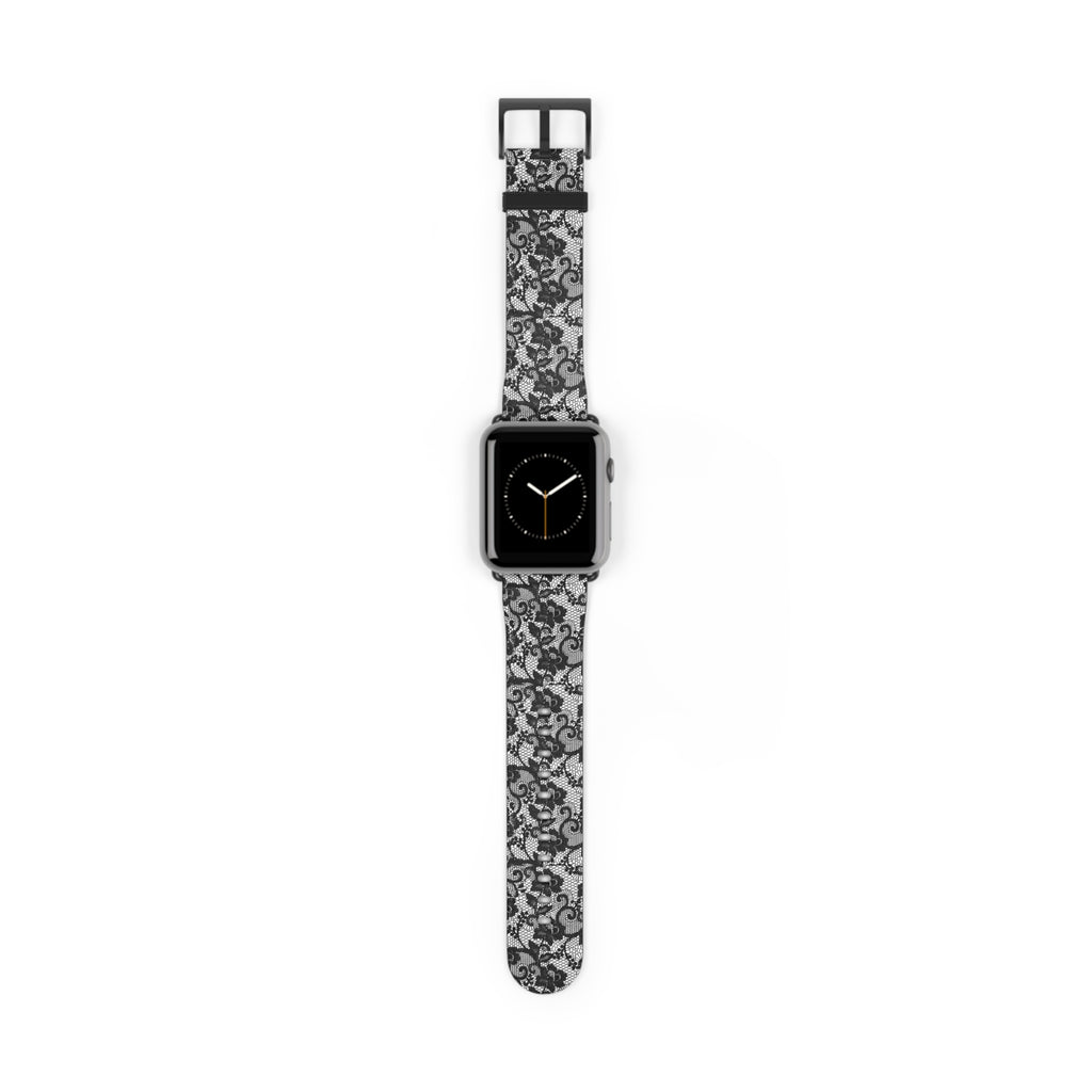 Lace Pattern Watch Band — Black Floral Lace Apple Watch Strap