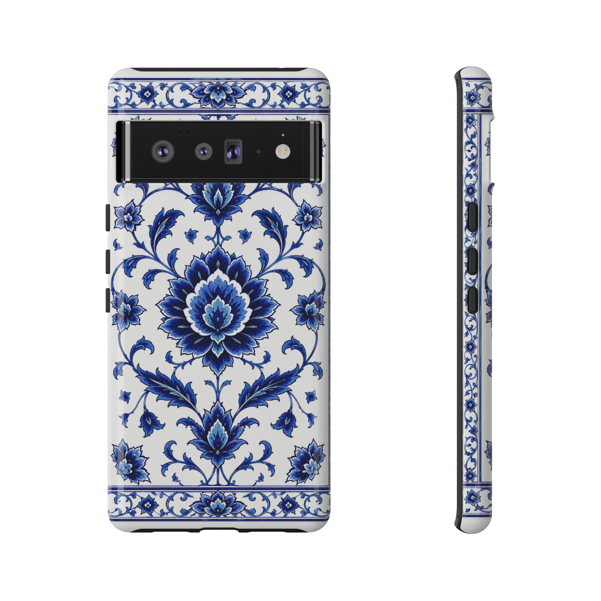 Blue Floral Ceramic Pattern Tough Phone Case