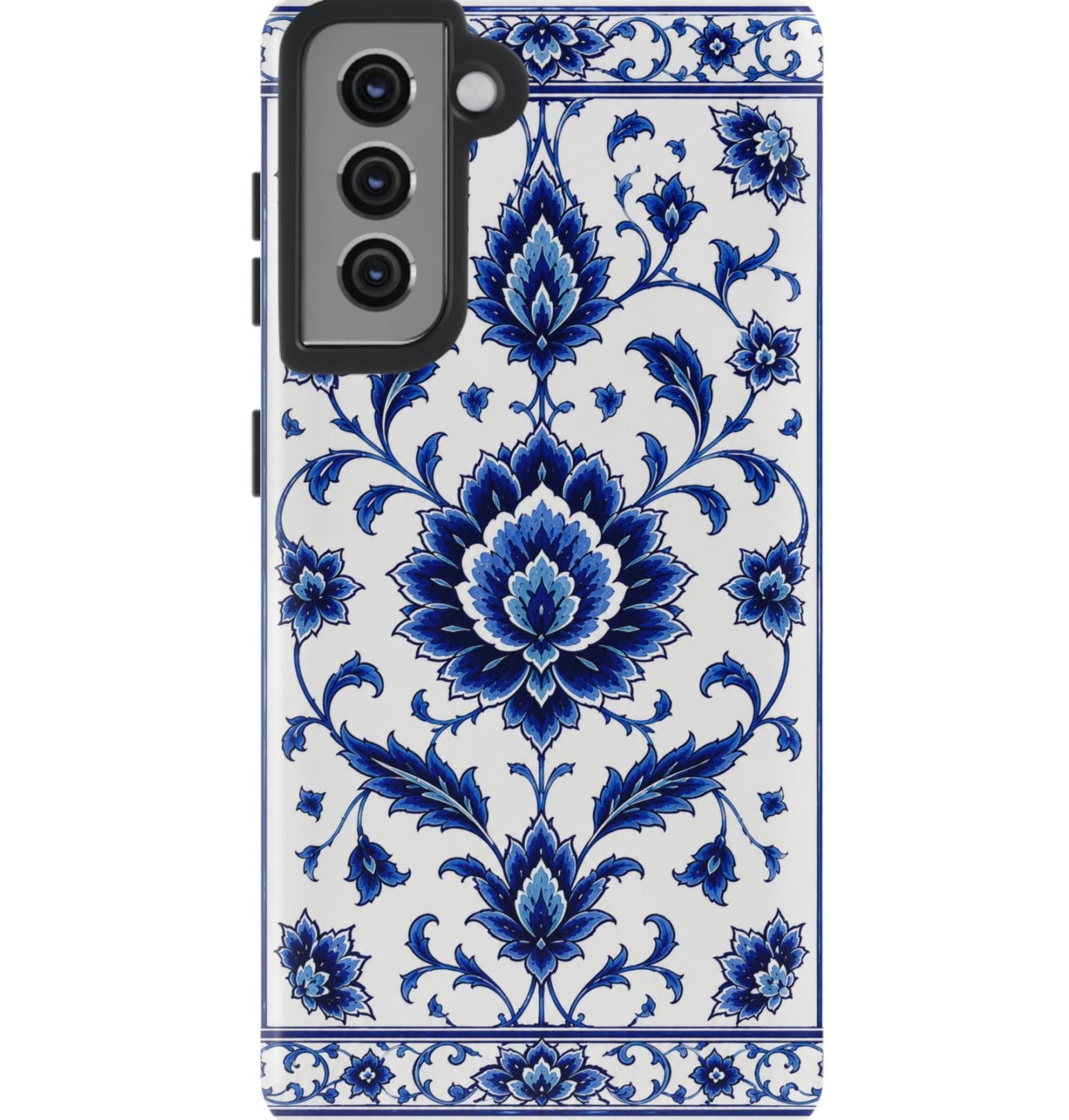 Blue Floral Ceramic Pattern Tough Phone Case