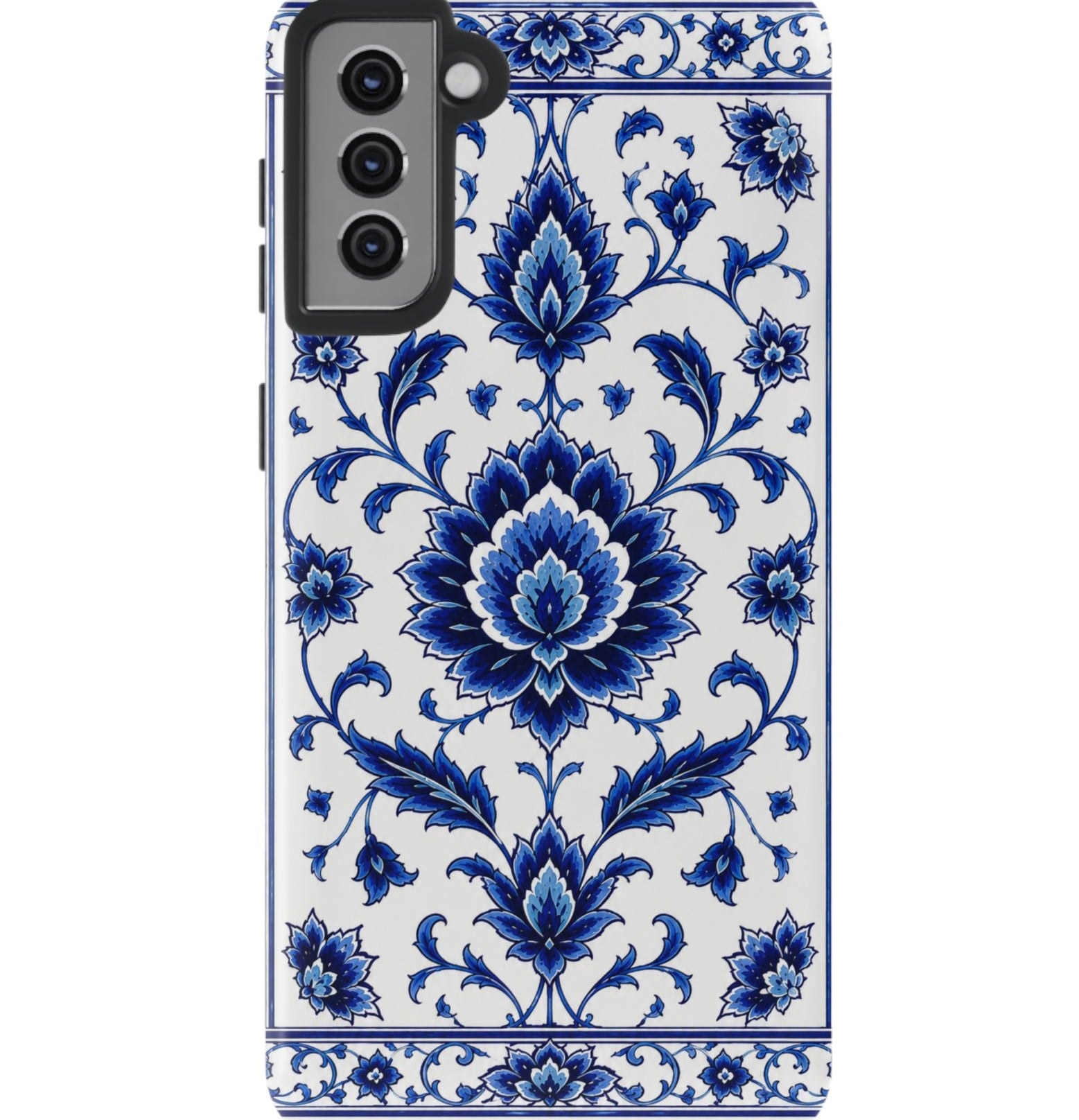 Blue Floral Ceramic Pattern Tough Phone Case