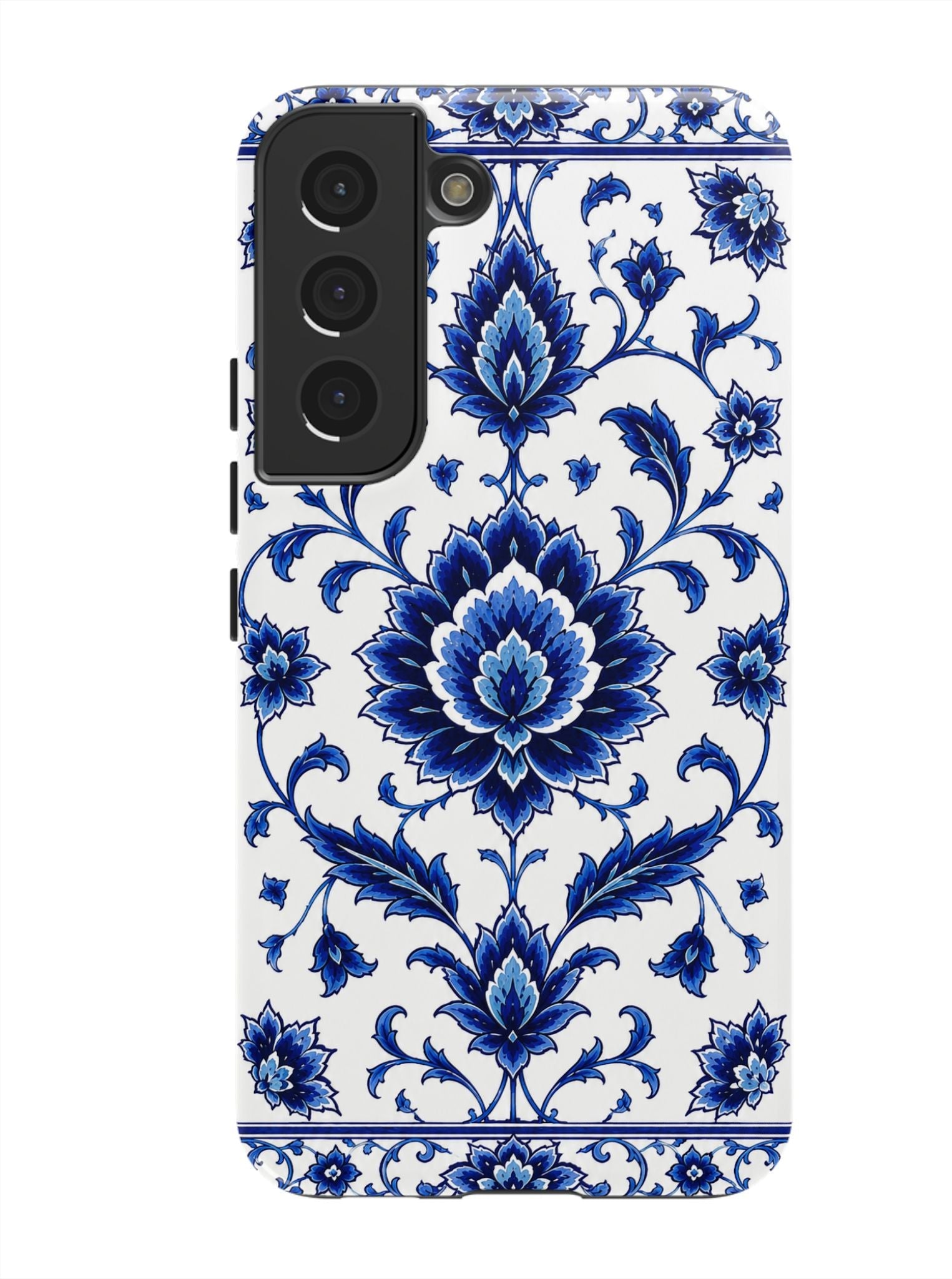 Blue Floral Ceramic Pattern Tough Phone Case