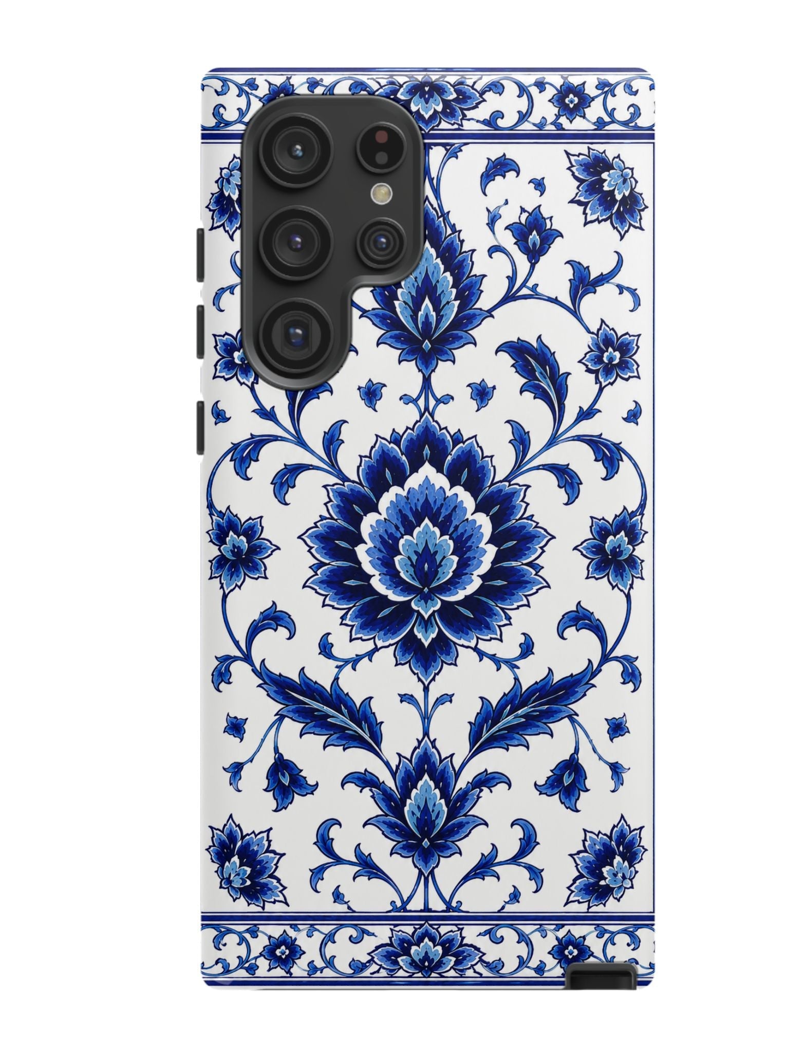 Blue Floral Ceramic Pattern Tough Phone Case